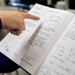 Colwyn Roberts talks about some the teams early odometry calculations for their robot on Thursday, Jan. 29, 2026 in Lake Stevens, Washington. (Olivia Vanni / The Herald)