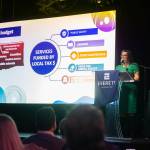 Everett mayor Cassie Franklin delivers her State of the City address on Friday, March 28 in Everett, Washington. (Will Geschke / The Herald)