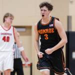 Monroe’s Isaiah Kiehl reacts during the game against Snohomish on Wednesday, Jan. 28, 2026 in Snohomish, Washington. (Olivia Vanni / The Herald)