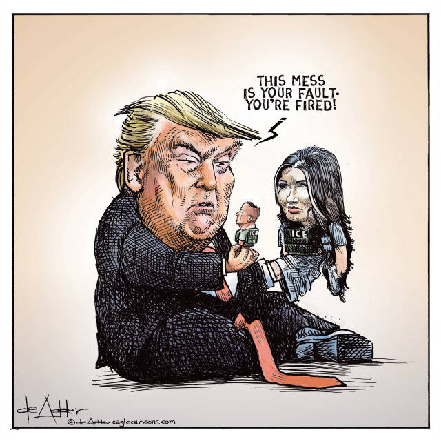 THis is an editorial cartoon by Michael de Adder . Michael de Adder was born in Moncton, New Brunswick. He studied art at Mount Allison University where he received a Bachelor of Fine Arts in drawing and painting. He began his career working for The Coast, a Halifax-based alternative weekly, drawing a popular comic strip called Walterworld which lampooned the then-current mayor of Halifax, Walter Fitzgerald. This led to freelance jobs at The Chronicle-Herald and The Hill Times in Ottawa, Ontario.

 

After freelancing for a few years, de Adder landed his first full time cartooning job at the Halifax Daily News. After the Daily News folded in 2008, he became the full-time freelance cartoonist at New Brunswick Publishing. He was let go for political views expressed through his work including a cartoon depicting U.S. President Donald Trump’s border policies. He now freelances for the Halifax Chronicle Herald, the Toronto Star, Ottawa Hill Times and Counterpoint in the USA. He has over a million readers per day and is considered the most read cartoonist in Canada.

 

Michael de Adder has won numerous awards for his work, including seven Atlantic Journalism Awards plus a Gold Innovation Award for news animation in 2008. He won the Association of Editorial Cartoonists' 2002 Golden Spike Award for best editorial cartoon spiked by an editor and the Association of Canadian Cartoonists 2014 Townsend Award. The National Cartoonists Society for the Reuben Award has shortlisted him in the Editorial Cartooning category. He is a past president of the Association of Canadian Editorial Cartoonists and spent 10 years on the board of the Cartoonists Rights Network.