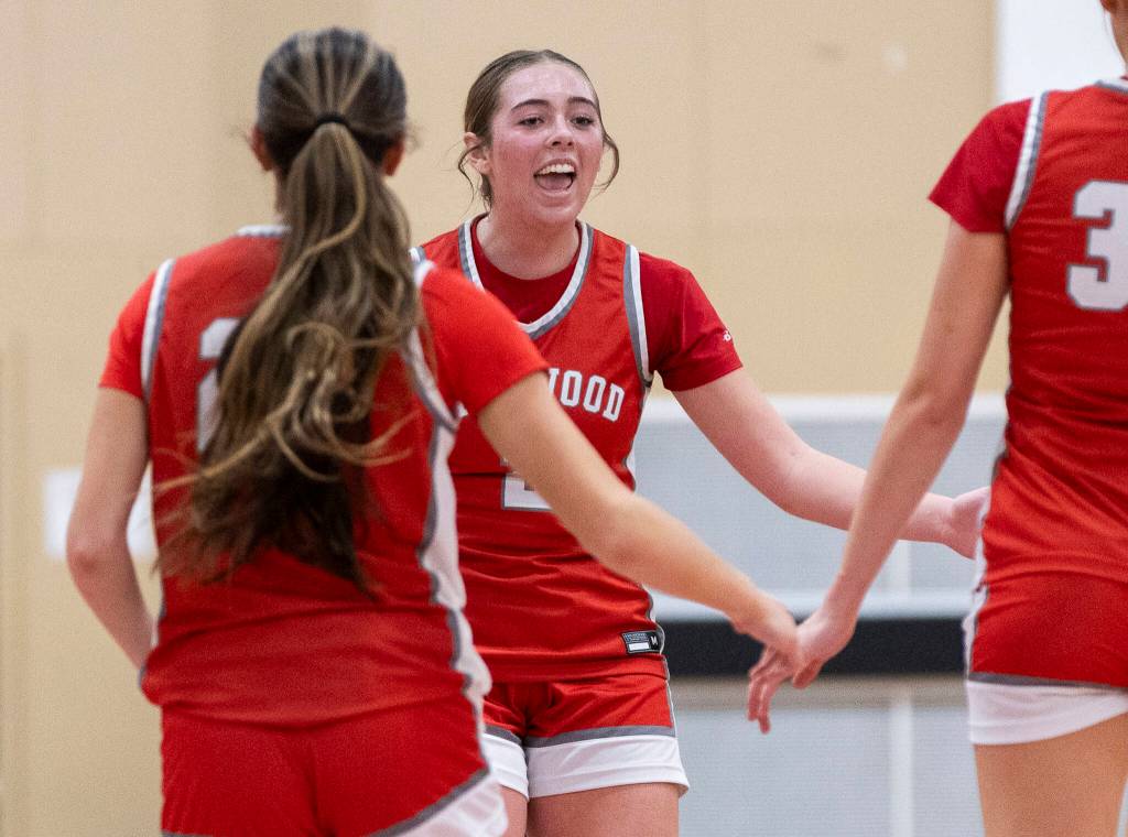 Stanwoods Ellalee Wortham reacts during the game against Snohomish on Friday, Jan. 30, 2026 in Snohomish, Washington. (Olivia Vanni / The Herald)
