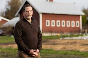 Vincent Nattress, the owner of Orchard Kitchen, at his adjacent farm on Monday, Jan. 26, 2026 in Langley, Washington. (Olivia Vanni / The Herald)