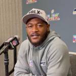 Seattle Seahawks linebacker Ernest Jones IV answers a question from The Herald at the San Jose Convention Center on Tuesday, Feb. 3, 2026. (Aaron Coe / The Herald)