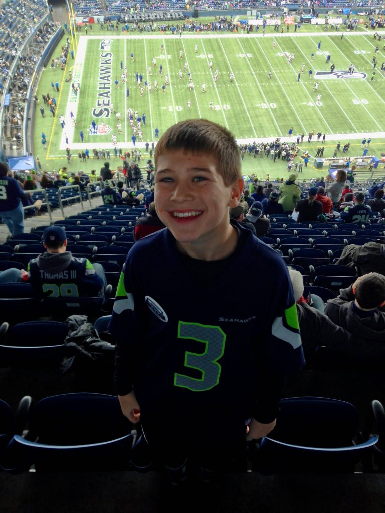 Seahawks fan Trae Tinglestad attends his first NFL game on Nov. 9, 2014 in Seattle, Washington. (Photo courtesy of Trae Tinglestad)