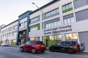 Outside of the Snohomish County Health Department along Rucker Avenue on Tuesday, Feb. 10, 2026 in Everett, Washington. (Olivia Vanni / The Herald)