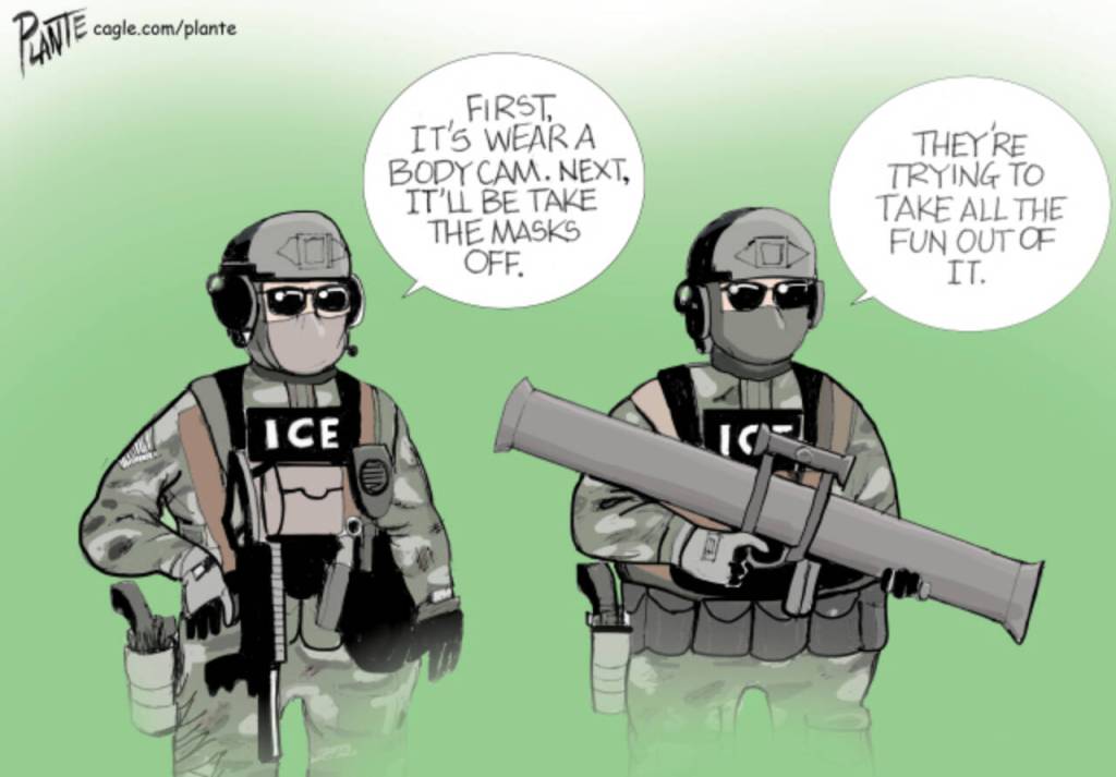 Two ICE agents chat about their futures, Immigration and Customs Enforcement, Acting  Director  Todd Lyons, DHS, Department of Homeland Security, Secretary Kristi Noe,  Border Czar Tom Homan, Minneapolis Minnesota, violence, cruelty, mass deportations