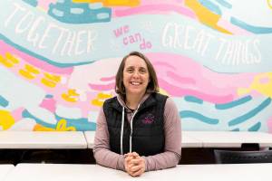 Megan Wolfe, the executive director of the Snohomish County’s Girls on the Run, at her office on Thursday, Feb. 12, 2026 in Mountlake Terrace, Washington. (Olivia Vanni / The Herald)