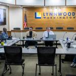 The Lynnwood City Council meets in their chambers on Tuesday, Feb. 17, 2026 in Lynnwood, Washington. (Olivia Vanni / The Herald)