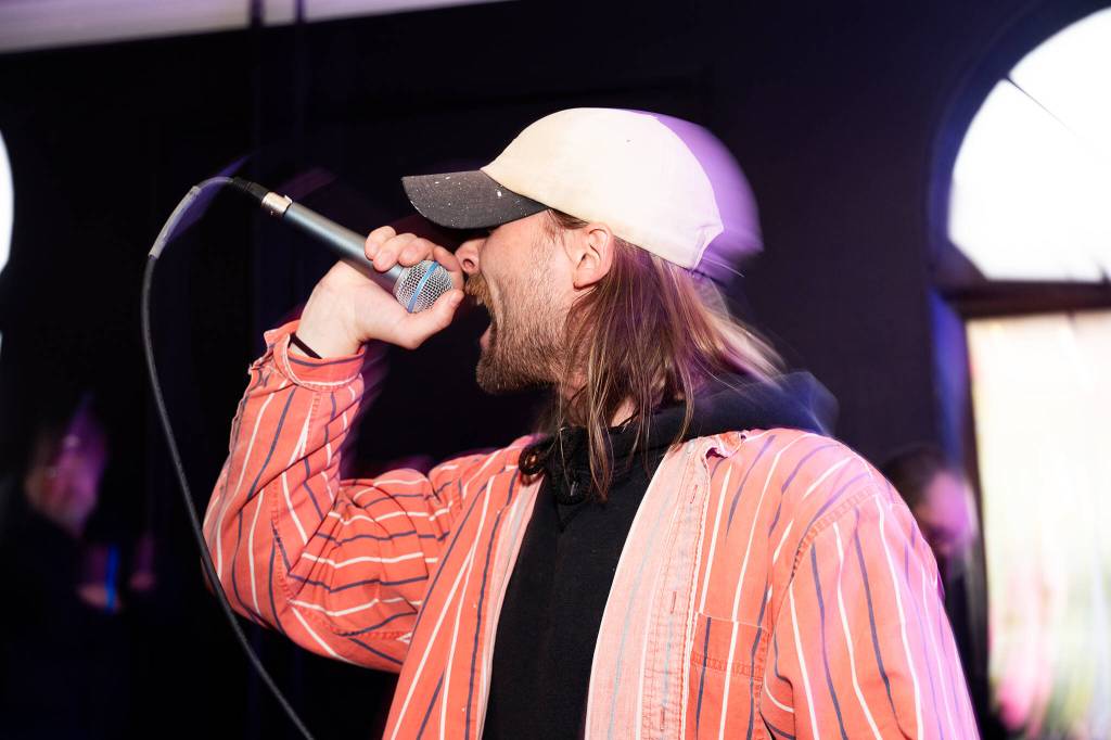 Clothing Optional performs at the Fishermans Village Music Festival in 2025 in Everett. (Will Geschke / The Herald)
Clothing Optional performs at the Fishermans Village Music Festival on Thursday, May 15, 2025 in Everett, Washington. (Will Geschke / The Herald)