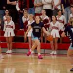 Meadowdale senior Mia Brockmeyer scans the court during the Mavericks 47-36 loss to Snohomish in the District 1 3A semifinals at Snohomish High School on Feb. 18, 2026. (Joe Pohoryles/The Herald)