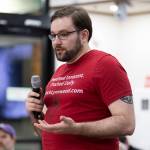 Quinn Van Order speaks to the Lynnwood City Council in opposition of the current Flock cameras before the council votes its current contract with Flock on Monday, Feb. 23, 2026, in Lynnwood, Washington. (Olivia Vanni / The Herald)