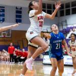 Kings Kaleo Anderson shoots a layup during the 2A state opening round game against Lakeside on Friday, Feb. 27, 2026 in Bothell, Washington. (Olivia Vanni / The Herald)