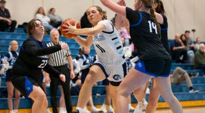 Meadowdale’s Mia Brockmeyer drives to the hoop during the game against Shorewood on Wednesday, Jan. 22, 2025 in Lynnwood, Washington. (Olivia Vanni / The Herald)