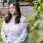 Makena Simonen, 21, outside of her family home on Wednesday, Jan. 14, 2026 in Lynnwood, Washington. (Olivia Vanni / The Herald)