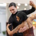 Student Taiyah Chapman dances with instructor Brady Uker during her lesson at the Arthur Murray Dance Center on Tuesday, Jan. 13, 2026 in Everett, Washington. (Olivia Vanni / The Herald)