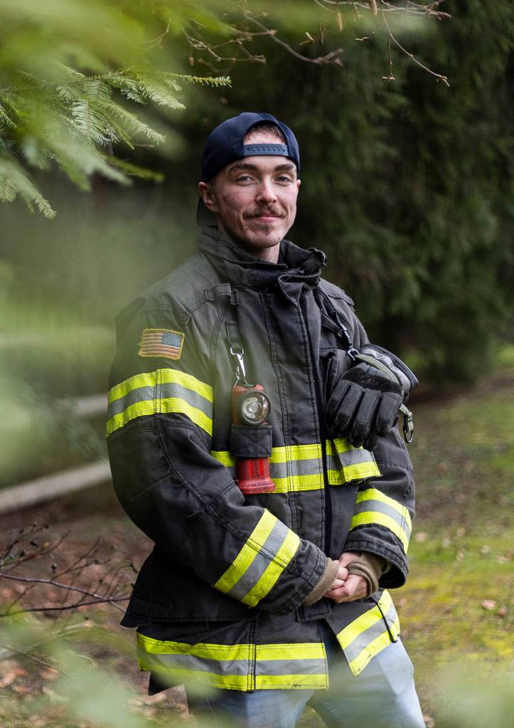 Jordyn Vaughn, the first openly transgender firefighter with South County Fire, at McCollum Park on Tuesday, March 3, 2026 in Everett, Washington. (Olivia Vanni / The Herald)
