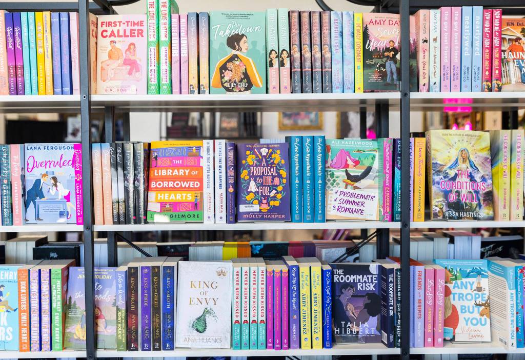 A selection of different genres of romance books at Hardcovers Romance Bookstore on Tuesday, July 8, 2025 in Mill Creek, Washington. (Olivia Vanni / The Herald)