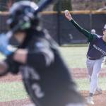 Edmonds-Woodway’s Declan Crawford pitches during the game against Jackson on Wednesday, April 2, 2025 in Edmonds, Washington. (Olivia Vanni / The Herald)