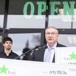 Lynnwood Mayor George Hurst speaks at Starbuds opening on Monday, April 20, 2026 in Lynnwood, Washington. (Olivia Vanni / The Herald)