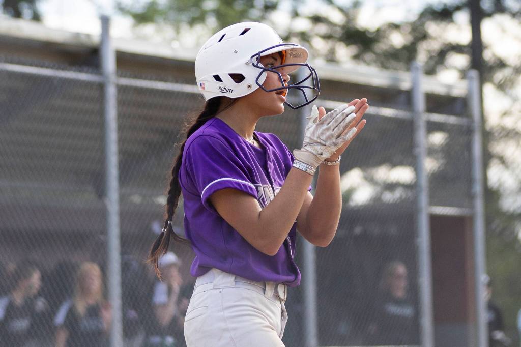 Kamiaks Synclair Mawudeku reacts after scoring during the game against Jackson on Monday, April 20, 2026 in Mill Creek, Washington. (Olivia Vanni / The Herald)