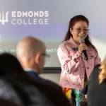 Edmonds College Vice President of Enrollment and Student Services Indra Paola Pelaez speaks at a round table event on Monday, May 4, 2026 in Edmonds, Washington. (Olivia Vanni / The Herald)