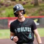 Noah Langsea starts to head back to second base after a foul ball was hit during Jacksons baseball game against Woodinville at Bannerwood Park in Bellevue, Washington on Saturday, May 8, 2026. (Aaron Coe / The Herald)