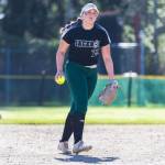 Aliana Langsea warms up before a game against Kamiak on Monday, April 20, 2026 in Mill Creek, Washington. (Olivia Vanni / The Herald)