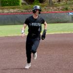 Noah Langsea runs to third base during Jacksons baseball game against Woodinville at Bannerwood Park in Bellevue, Washington on Saturday, May 8, 2026. (Aaron Coe / The Herald)