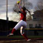 Snohomishs Abby Edwards pitches during the game against Everett on Thursday, April 16 in Everett. (Olivia Vanni / The Herald)
