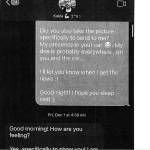 A screenshot of a text exchange between Kevin Kukla and his student, where the student talks about her DNA being all over the teachers car.