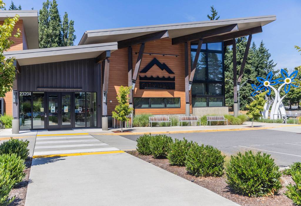 Outside of Mountlake Terrace City Hall on July 30, 2025 in Mountlake Terrace, Washington. (Olivia Vanni / The Herald)