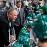 Silvertips coach Steve Hamilton addresses the bench during a preseason game against the Seattle Thunderbirds at Angel of the Winds Arena on Sept. 6, 2025. (Photo courtesy Evan Morud / Everett Silvertips)