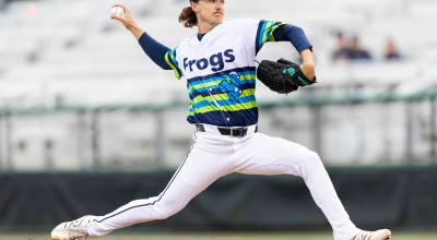 Bryce Miller #37 of the Everett AquaSox pitches during the game against the Hillsboro Hops on Wednesday, May 6, 2026 in Everett, Washington. (Olivia Vanni / The Herald)