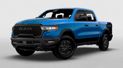 The 2026 Ram 1500 Rebel offers a 3.0-liter twin turbo I-6 engine with standard output or high output configuration.