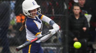 Everetts Anna Luscher (6) swings during a Class 3A District 1 softball championship game between Snohomish and Everett at Phil Johnson Fields in Everett, Washington on Thursday, May 16, 2024. Everett won, 10-0. (Annie Barker / The Herald)
