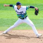 Colton Shaw threw six shutout innings for the Everett AquaSox at Everett Memorial Stadium on Friday, May 8 2026. (Photo courtesy of Evan Morud / Everett AquaSox)