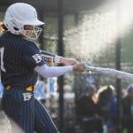 Everetts Emma Hoffman fouls off a pitch during the 3A district championship game against Sedro-Woolley on Thursday, May 14, 2026 in Everett, Washington. (Olivia Vanni / The Herald)