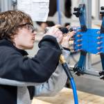 Gavin Comer works on a pre-apprentice training exercise at Machinists Institute Everett a on Thursday, May 21, 2026 in Everett, Washington. (Olivia Vanni / The Herald)