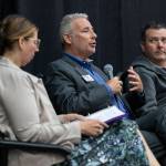 Mountlake Terrace Mayor Pro Tem Bryan Wahl speaks during a panel on homelessness on Tuesday, May 19, 2026 in Everett, Washington. (Olivia Vanni / The Herald)