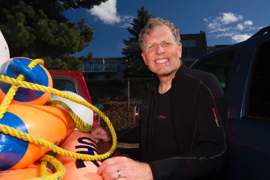 Annie Crawley 
Bruce Higgins at his equipment truck with buoys and lines for the Edmonds Underwater Park in Edmonds.