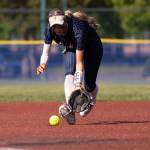 Everetts Mia Hoekendorf fields the ball during the 3A state opening round loser-out game against Garfield on Friday, May 22, 2026 in Lacey, Washington. (Olivia Vanni / The Herald)