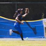 A ball hit by Sedro-Woolley goes over the back fence during the 3A state opening round loser-out game between Shorewood and Sedro-Woolley on Friday, May 22, 2026 in Lacey, Washington. (Olivia Vanni / The Herald)