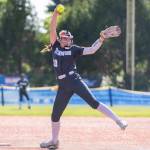 Stanwoods Addi Anderson pitches during the 3A state quarterfinal game against Kennewick on Friday, May 22, 2026 in Lacey, Washington. (Olivia Vanni / The Herald)