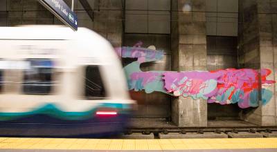 A Link train leaves Roosevelt Station on Monday, Oct. 14, 2024 in Seattle, Washington. (Olivia Vanni / The Herald)
