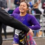 Lake Stevens Keira Isabelle Tupua hugs her coach after winning the 4A shot put final during the WIAA State Track & Field Championships on Friday, May 29, 2026 in Tacoma, Washington. (Olivia Vanni / The Herald)