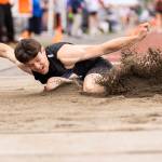 Shorewoods Jaden Marlow competes in the 3A long jump final during the WIAA State Track & Field Championships on Friday, May 29, 2026 in Tacoma, Washington. (Olivia Vanni / The Herald)