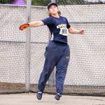 Everetts Malachi Smith warms up before the 3A discus final during the WIAA State Track & Field Championships on Friday, May 29, 2026 in Tacoma, Washington. (Olivia Vanni / The Herald)