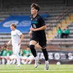Shorewoods Nikola Genadiev reacts after scoring during the first half of the 3A state semifinal game against Blanchet on Friday, May 29, 2026 in Puyallup, Washington. (Olivia Vanni / The Herald)