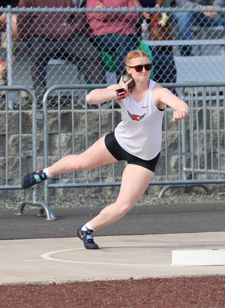 Kimberly Beard of King's High School competes at the Class 1A/2B/1B state track meet, which took place May 28-30, 2026 at Zaepfel Stadium in Yakima, Washington. (Photo courtesy of Donna Beard)
