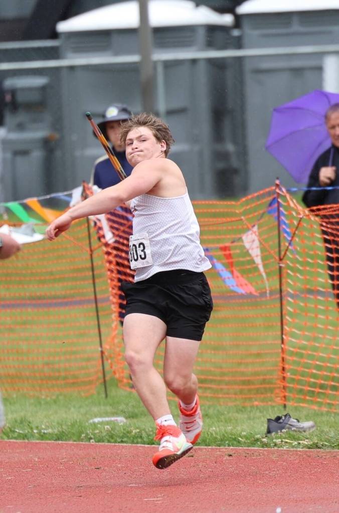 Andrew Baxter of King's High School competes at the Class 1A/2B/1B state track meet, which took place May 28-30, 2026 at Zaepfel Stadium in Yakima, Washington. (Photo courtesy of Donna Beard)